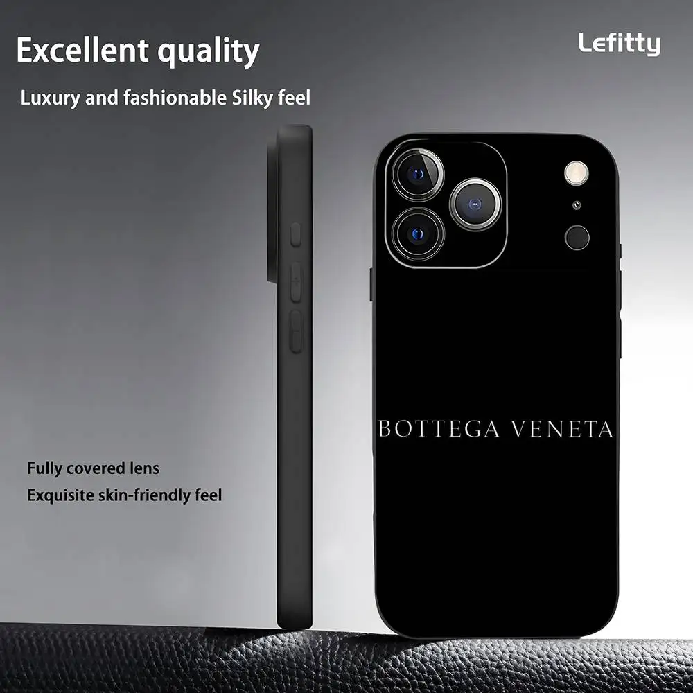 Funda de teléfono de lujo b-botga v-vaneta para iPhone 17 16 15 14 13 12 11 Pro Max Plus Mini Funda suave esmerilada negra