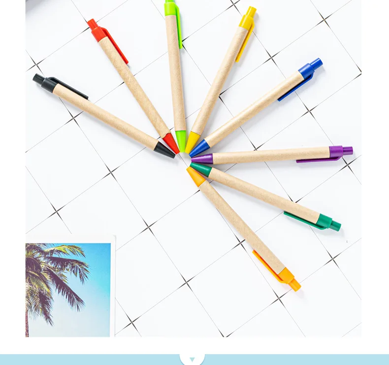 Wholesale Eco-Friendly Paper Tube Pen Promotional Advertising Gift with Smooth Writing Click Pen for Students
