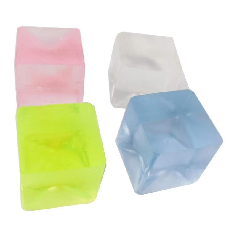 77HD Ice Block Anti-Stress TPR Toy Simulation Ice Cube Soft Stretchy Toy Handsqueeze Toy Novelty Practical Joke Props