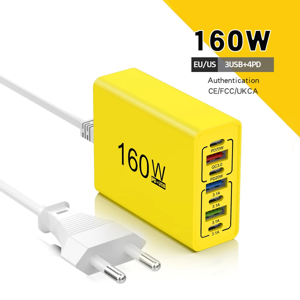 

160W Multi Ports USB Charger Power Strip Type C Fast Charging Phone Charger Power Adapter Quick Charge EU/US Plug Travel Charger