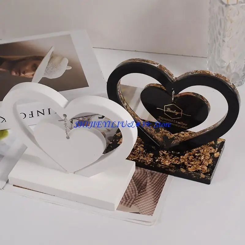 E21F Photo Frame Silicone Mold with Base 3D Love Splicing Epoxy Resin Casting Pendant Molds Ornament DIY Crafts Home Decor