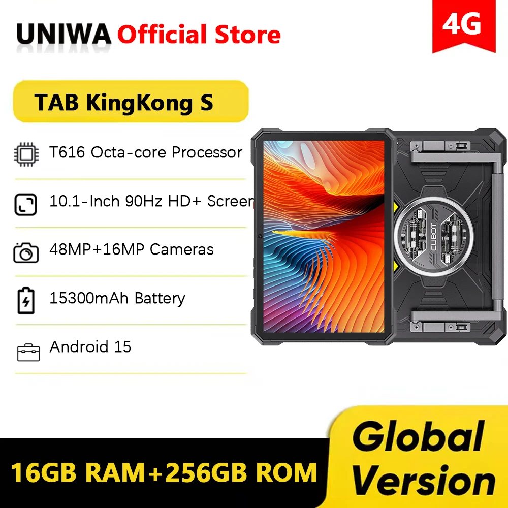 Планшет Cubot TAB KingKong S 4G, защищенный, Android 15, аккумулятор 13500 мАч, экран 10.1 дюйма, 6 ГБ ОЗУ + 256 ГБ ПЗУ, камера 48 МП, GPS, зарядка 33 Вт Планшет Cubot TAB KingKong S 4G, защищенный, Android 15, аккумулятор 13500 мАч, экран 10.1 дюйма, 6 ГБ ОЗУ + 256 ГБ ПЗУ, камера 48 МП, GPS, зарядка 33 Вт