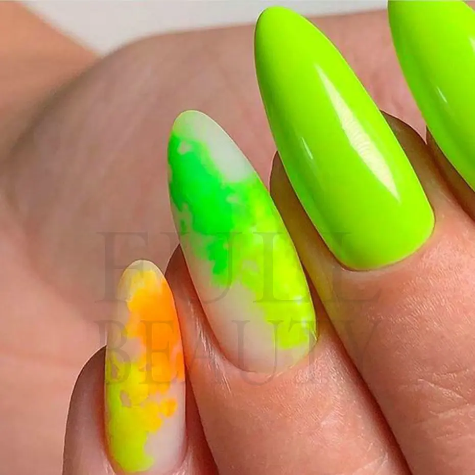 1 Case neonowy fosforyzujący proszek gwoździe tęczowy kolor fluorescencja żółty zielony Ombre odblaskowy Pigment do Manicure zanurzenie pyłu NTYE