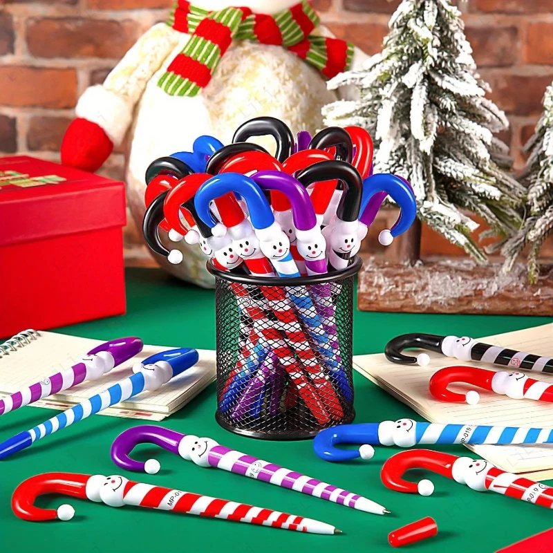 

4pcs/set Magic Wand Shaped Snowman Decoration Ballpoint Pen Christmas Creative Gift Decoration Student Stationery