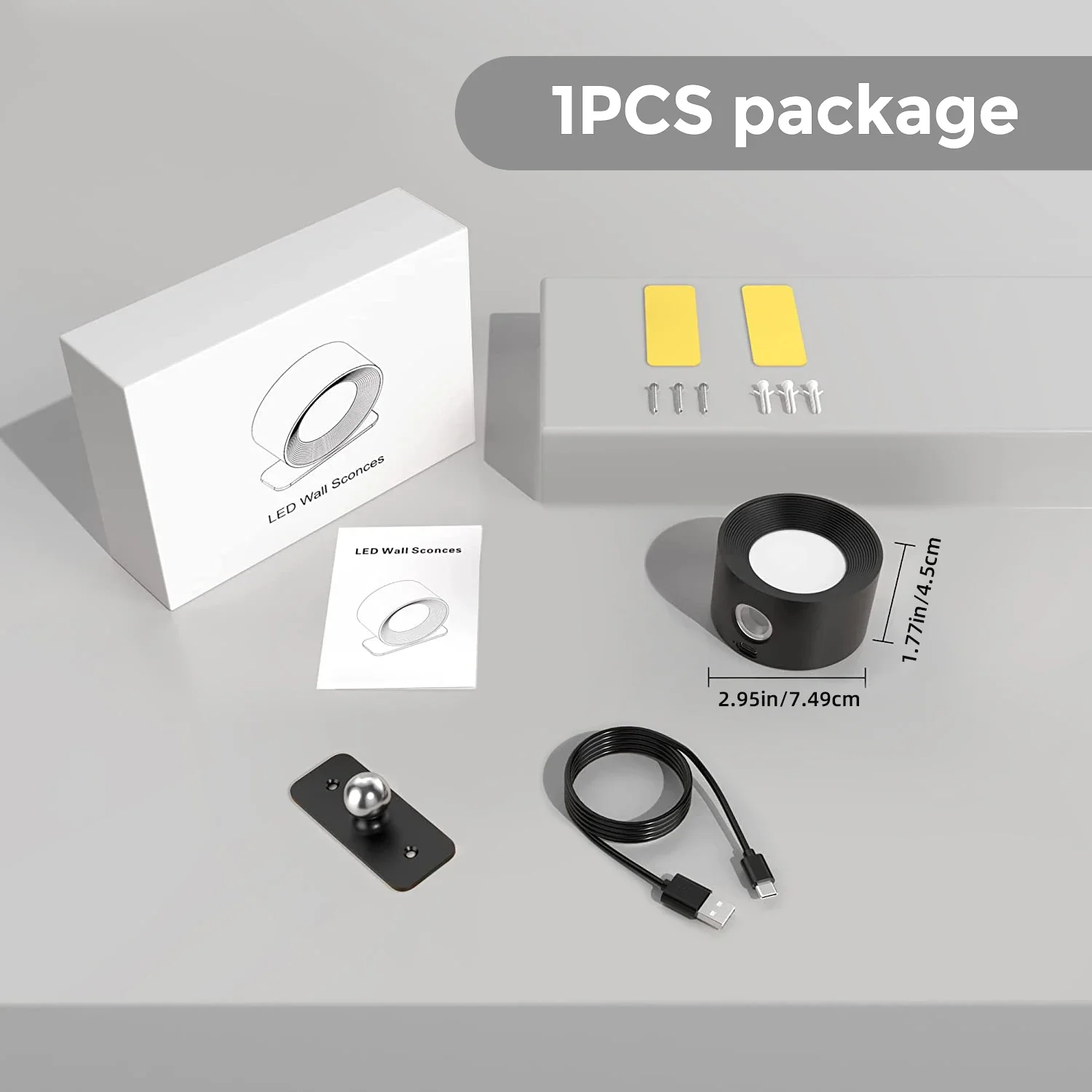 LED Indoor Wall Lamps with 2000mah Rechargeable Battery 360 Rotation Wall Light Adjustable Modern Nordic Fixtures Bedroom Decor