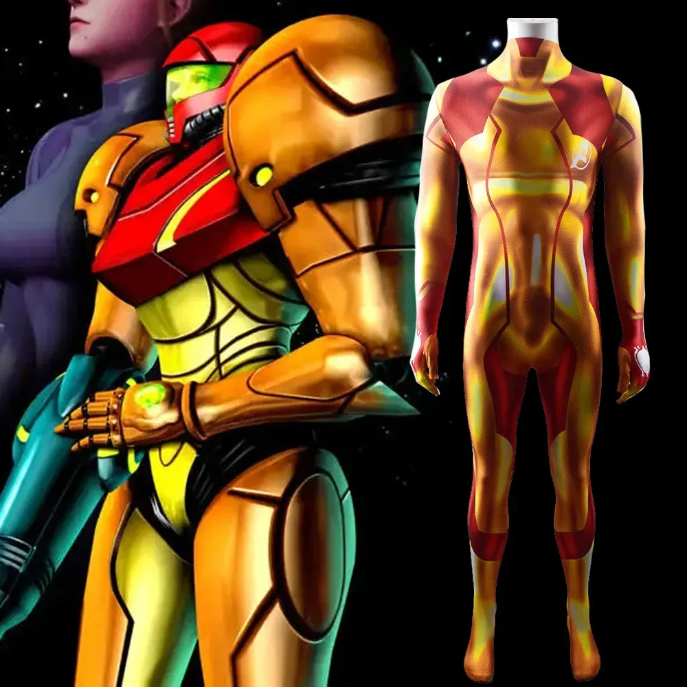 

Video Games Samus Aran Cosplay Costume Spandex Zentai Suits Superhero Bodysuit Jumpsuit Halloween Costume for Adult Kids