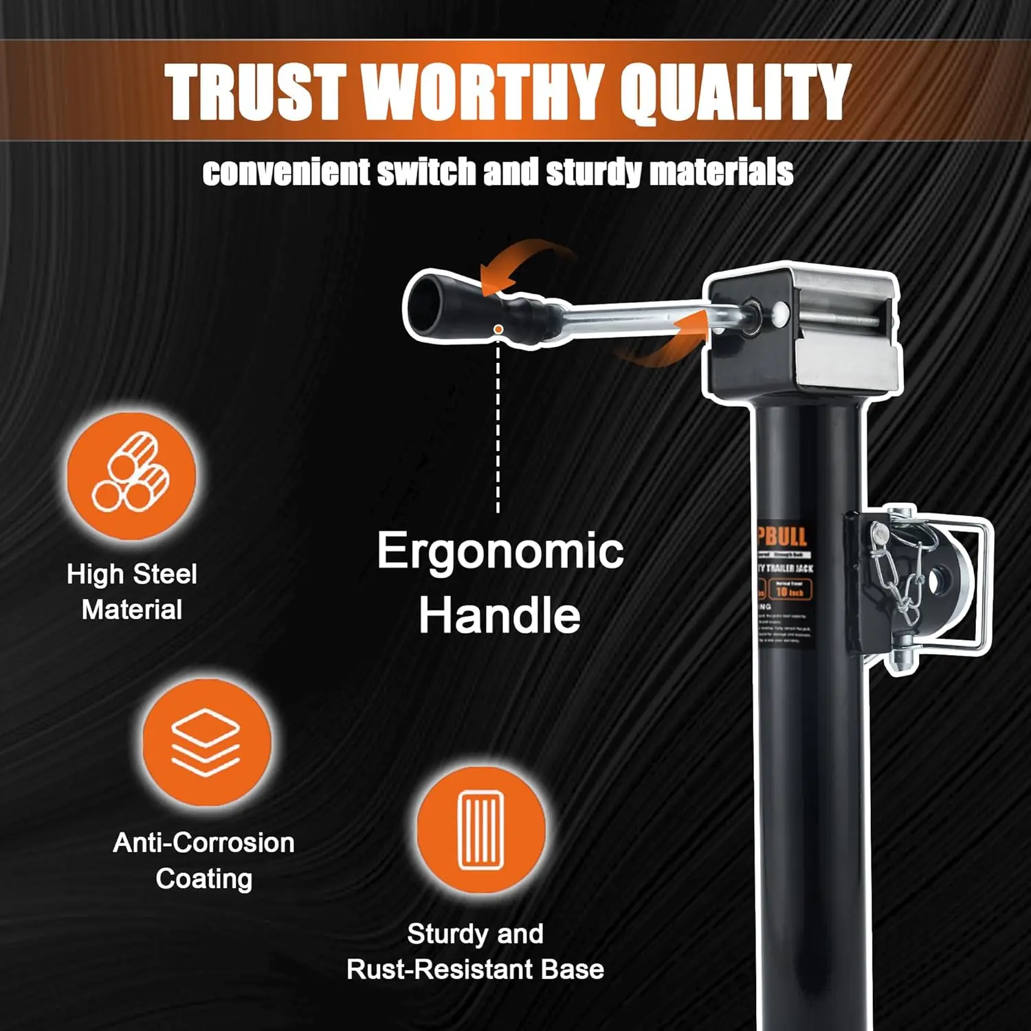 مقبس مقطورة دوار للأنابيب قابلة للحام بوزن 5000 رطل، سفر عمودي مقاس 10 بوصات للمركبات الترفيهية والقوارب والحصان والمقطورات متعددة الأغراض