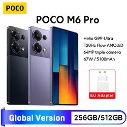 Poco m6 pro,スマートフォン,120Hz,64MP,スマートフォン,トリプルカメラ,AI付き,Octa Core,Snapdragon,NFC,国際版