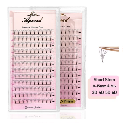 AGUUD suave Natural prefabricado volumen Fans tallo corto 3d/4d/5d/6d volumen ruso extensión de pestañas profesional imitación visón pestañas Cilio