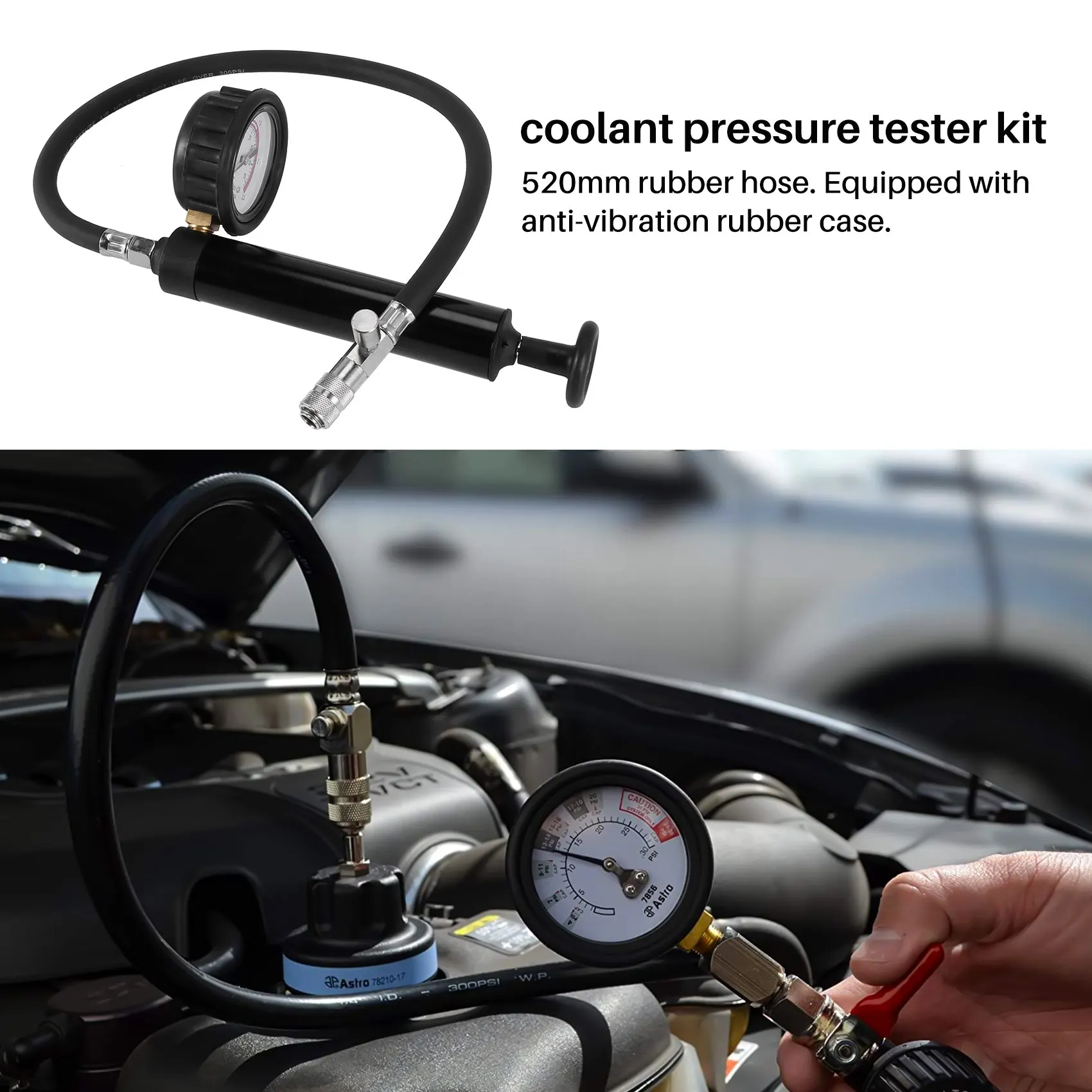 

AB47-Water Tank Leak Detector Shockproof Dial Car Pressure Gauge Tester Cooling System Tester Radiator Pressure Pump