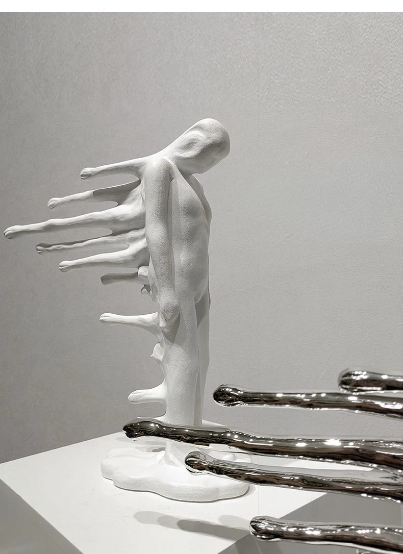 美品　ALEX  DECOR抽象的な人型彫刻 置物オブジェ 樹脂の彫刻,抽象的な人間の装飾,水滴,ベル,シルバーの置物,家の付属品