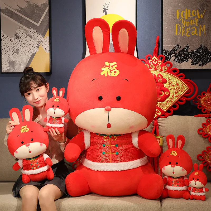 30pcs/lot Wholesale 2023 Mascot Obedient Rabbit Doll Cartoon Zodiac Rabbit Plush Toy Annual,Deposit First to Get Discount much