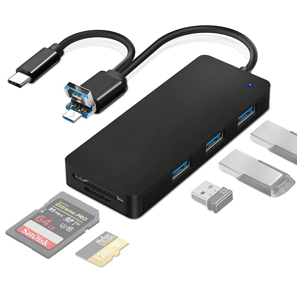 6-in-1 Micro USB and USB-C Hub Adapter