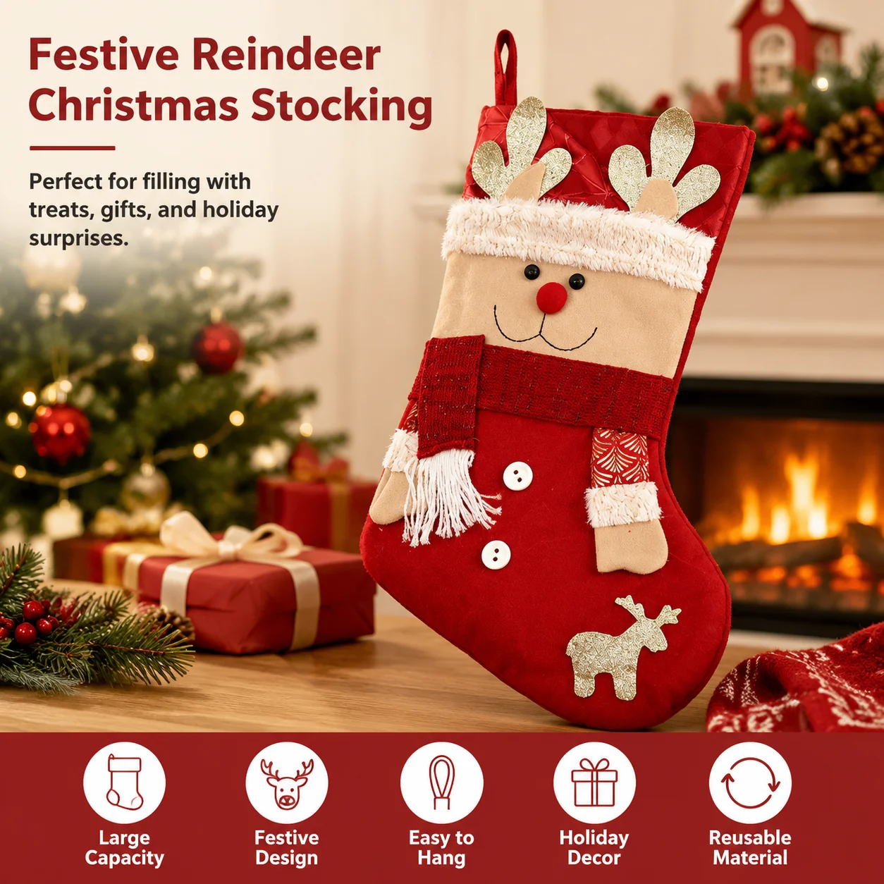 Meia de Natal para Pendurar, S - Christmas Stocking Hanging avaliação e preço