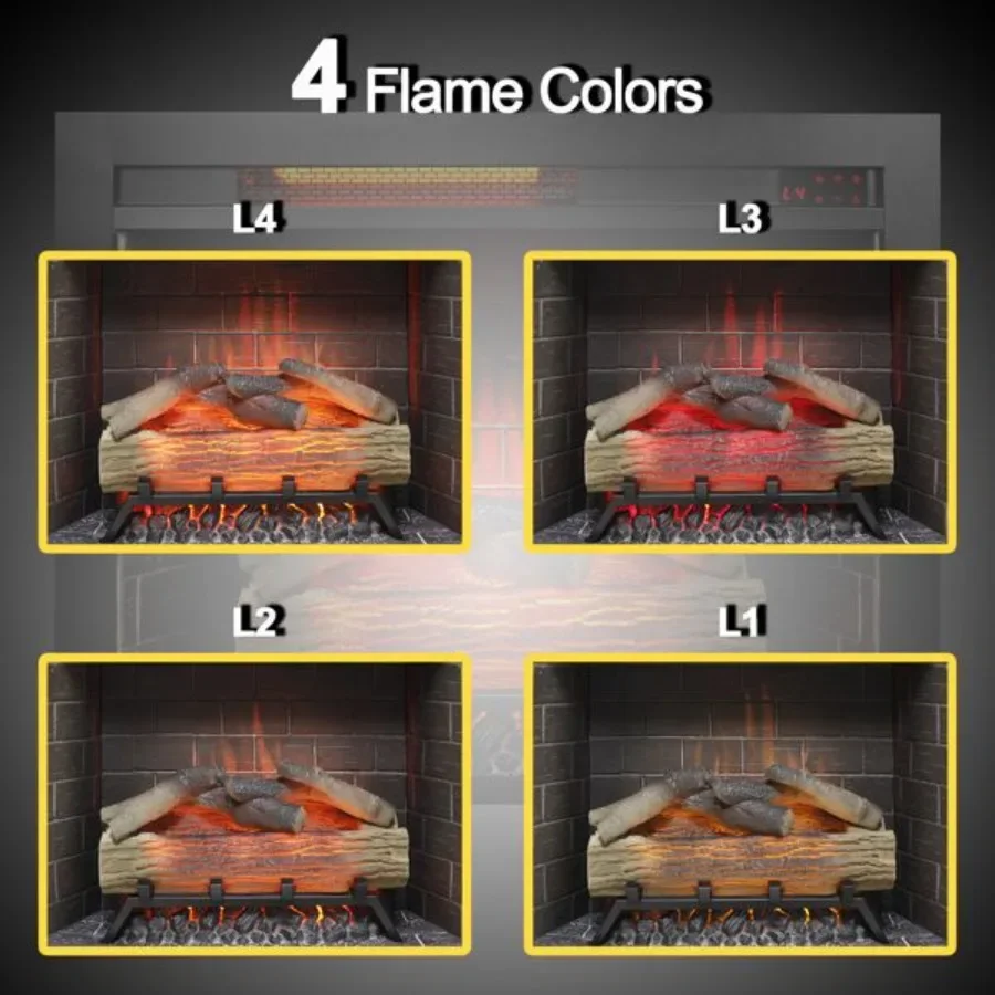 28inch Infrared Electric Fireplace Insert Touch Panel Home Decor Heater With Cracking Sound