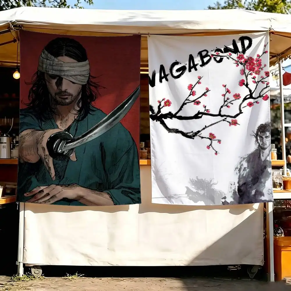 V-Vagabond Miyamoto Musashis Flag Digital Printing Banner for Garage Wall Out Door Decoration