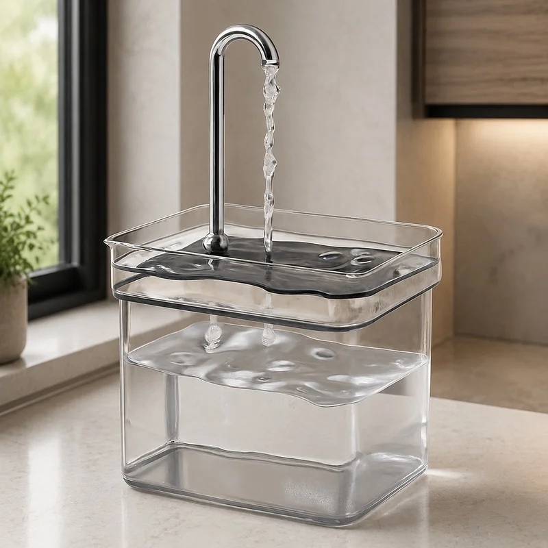 USB-Powered Cat Drinking Fountain with Quiet Filtered Water Flow and Clear Reservoir