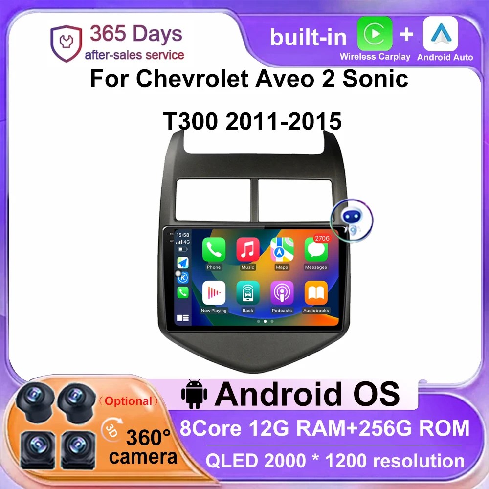 

Для Chevrolet Aveo 2 Sonic T300 2011-2015 Android Авто Стерео Авто Радио Мультимедийный Плеер Навигация GPS CarPlay 4G WIFI