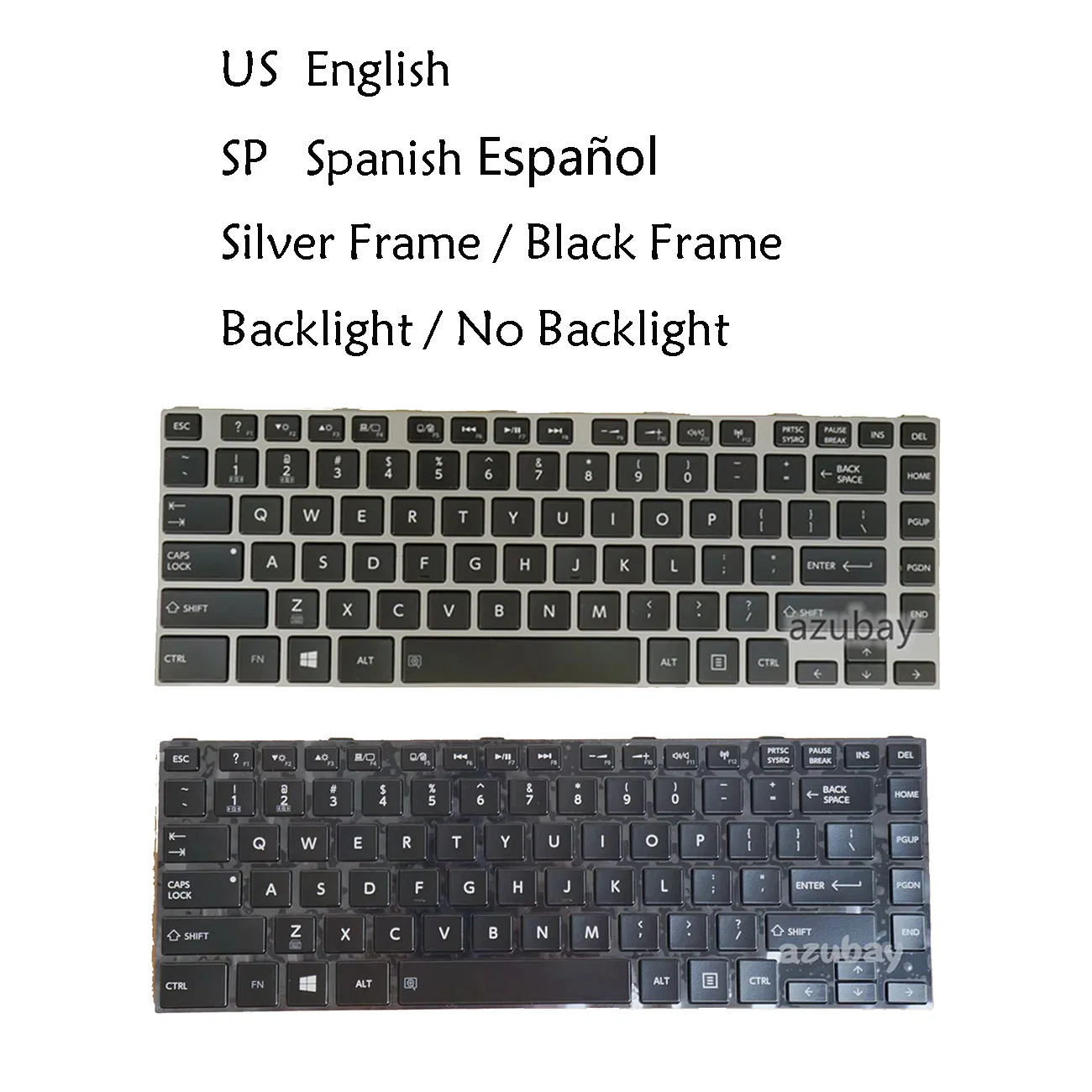 Teclado español de EE. UU. para Toshiba Satellite S40 S40-A S40D S40D-A S40DT S40DT-A S40T S40T-A S45 S45-A S45T-A retroiluminado/No