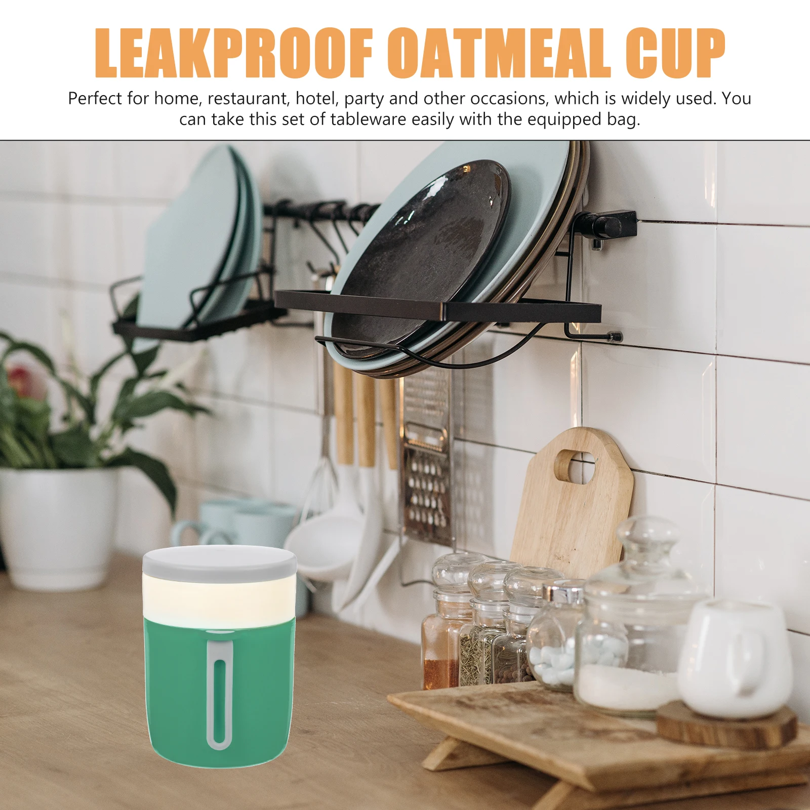 

1 Set Of Breakfast Leakproof Oatmeal Container Portable Soup Food Cup With Spoon Airtight Insulated Household Cereal Storage