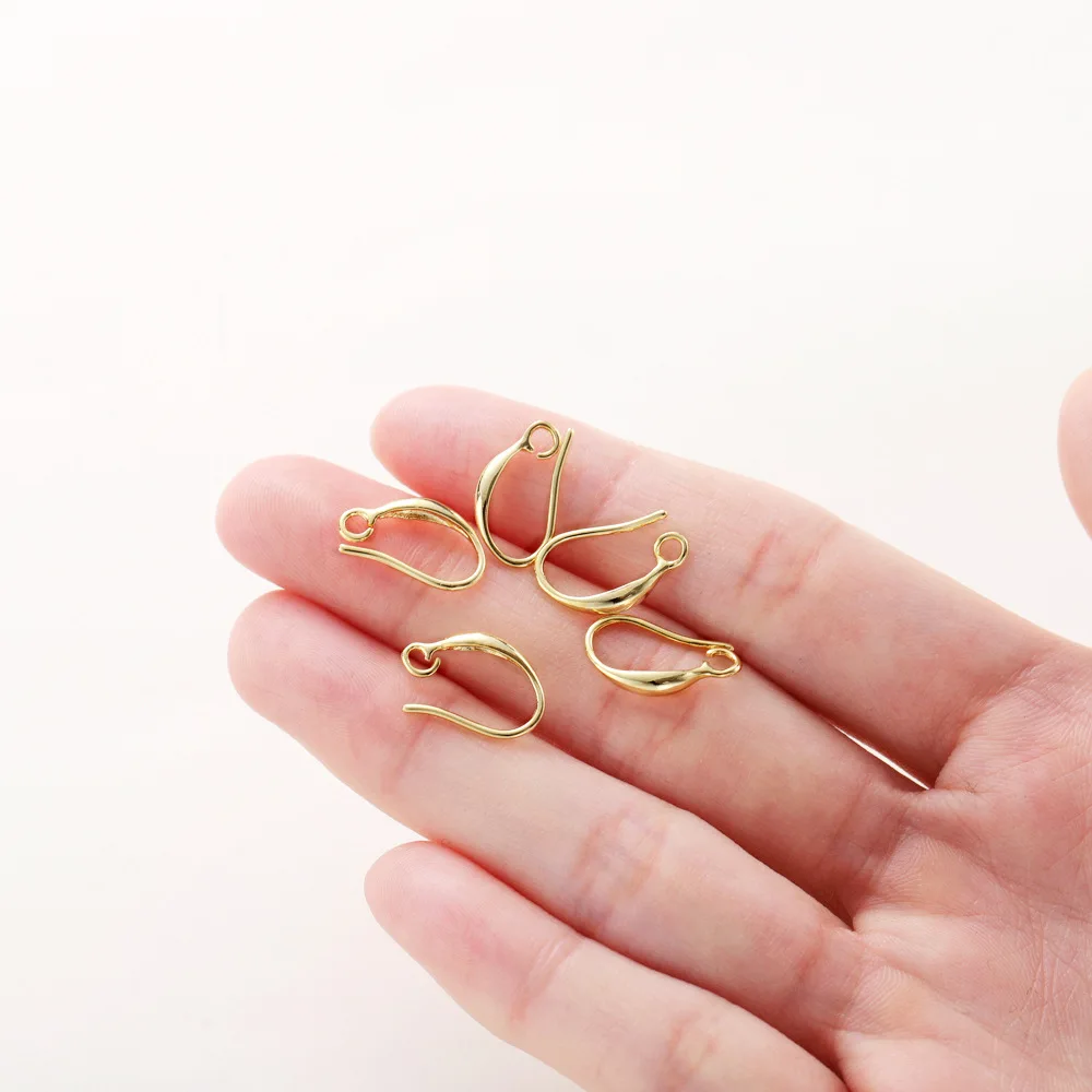 10pcs Hot Selling 18K Genuine Gold Ear Hook Color Preservation Ear Hook Small Light Hook With Opening Ring DIY Ear Accessories