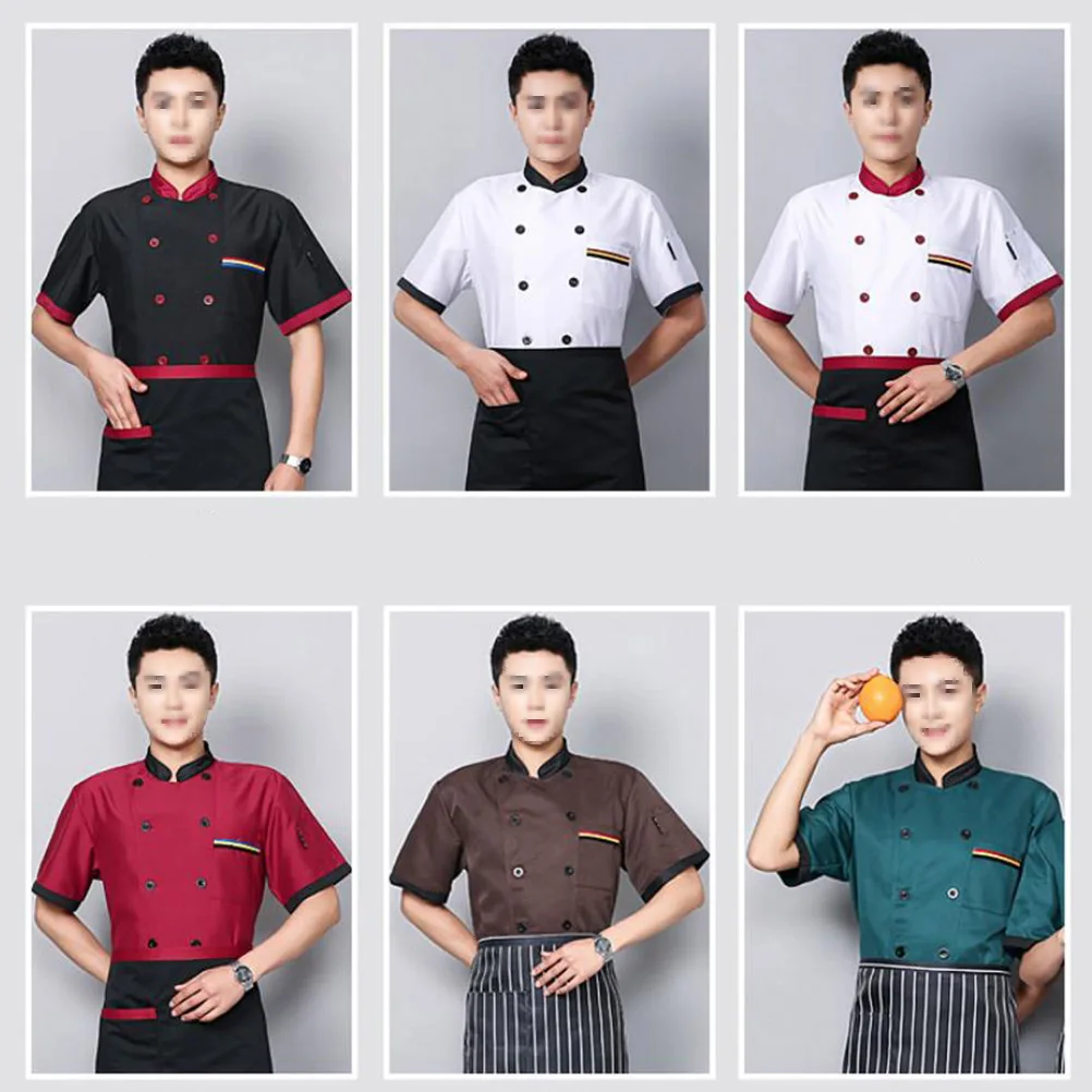 

1 Pcs Unisex Short Sleeve Chef Uniform Premium Catering Shirt Breathing Fabric Chef Coat Restaurant Kitchen Wear