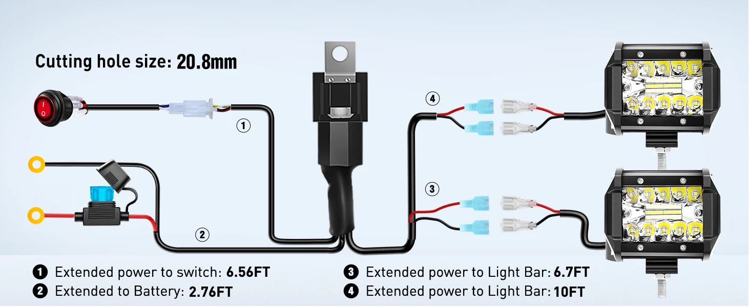 4 Inch 60W LED Pods with Horizontal Bar Clamp with Wiring Harness kit
