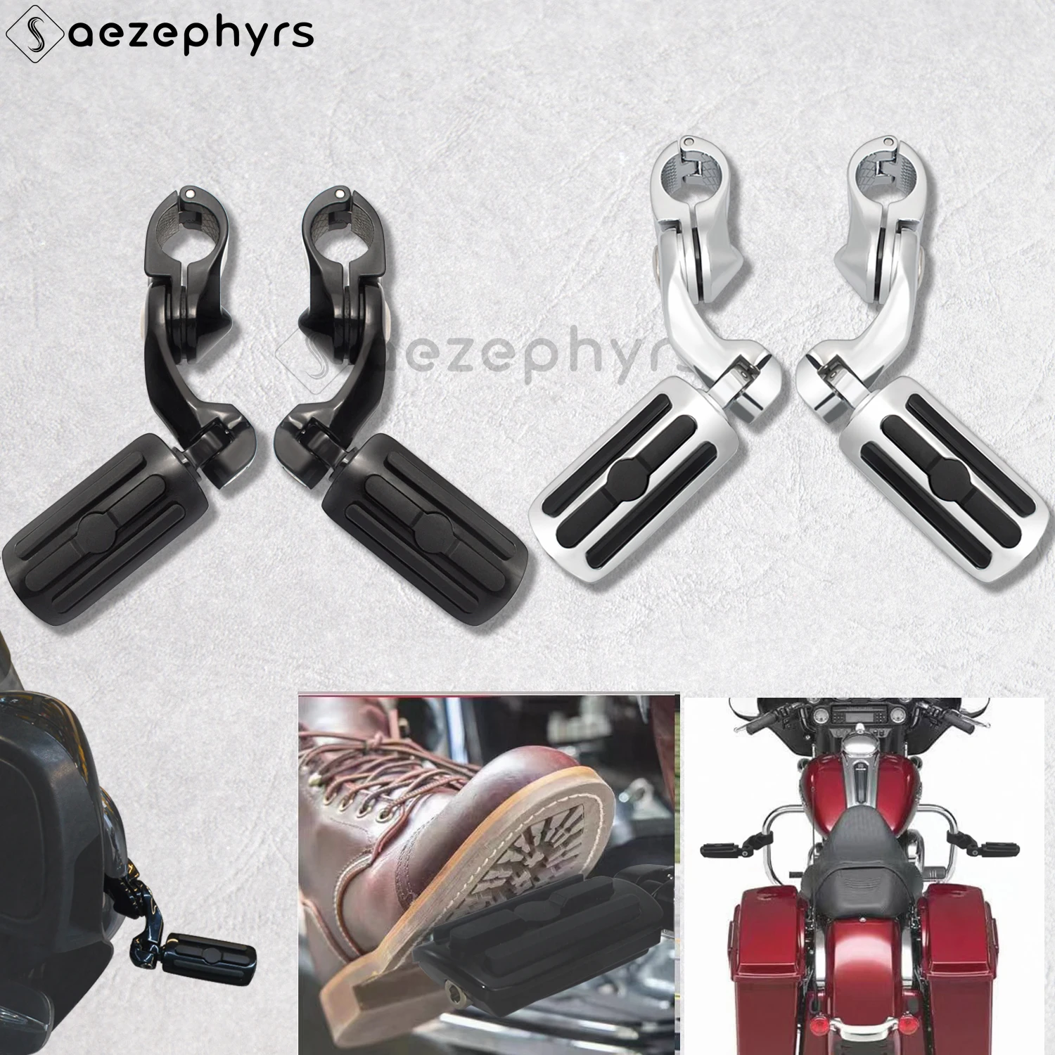 

1.25" Motorcycle Highway Footrest Engine Guard Pedal Kit For Harley Touring Electra Glide Softail Sportster Street Fat Bob Dyna