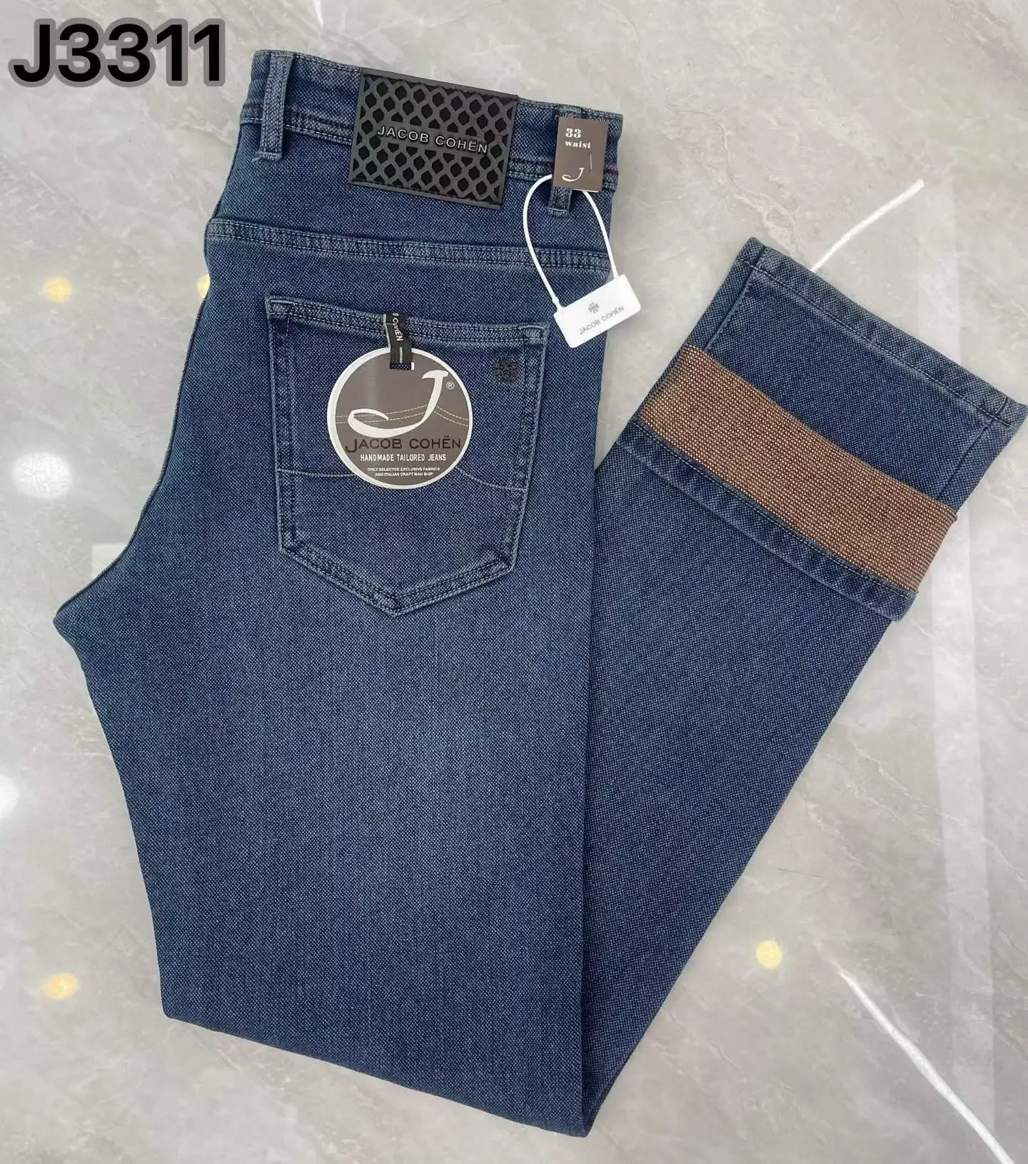 BLSK CPRT Jeans Thick Cotton Men 2027 Autumn Winter new elasticity embroidery fashion casual straight size 30-40 long Pants