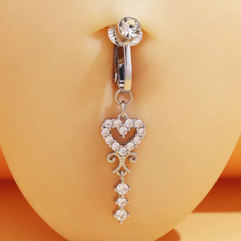 Clip On Belly Button Ring Butterfly Copper Zircon Pink Fake Belly Piercing Umbilical Navel Body Jewelry Trendy Fashion Style view 4