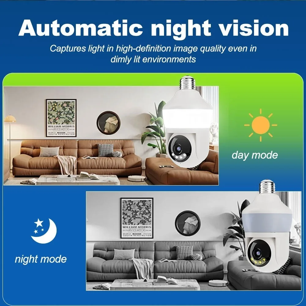 2/5MP Smart AI lighting bulb monitoring, HD night vision WiFi IP camera, voice intercom security camera