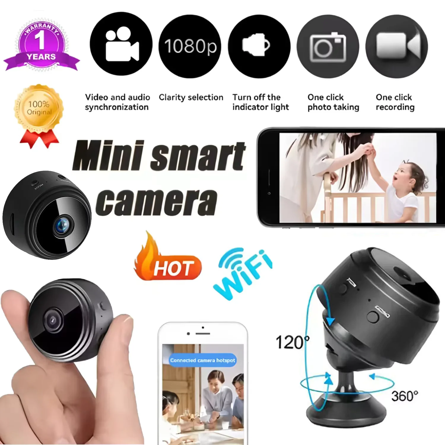 A9 Wifi Mini Camera 1080P Security Monitoring Wireless Remote Night Vision Video Surveillance Smart Home Mini DV Cam HD Camera
