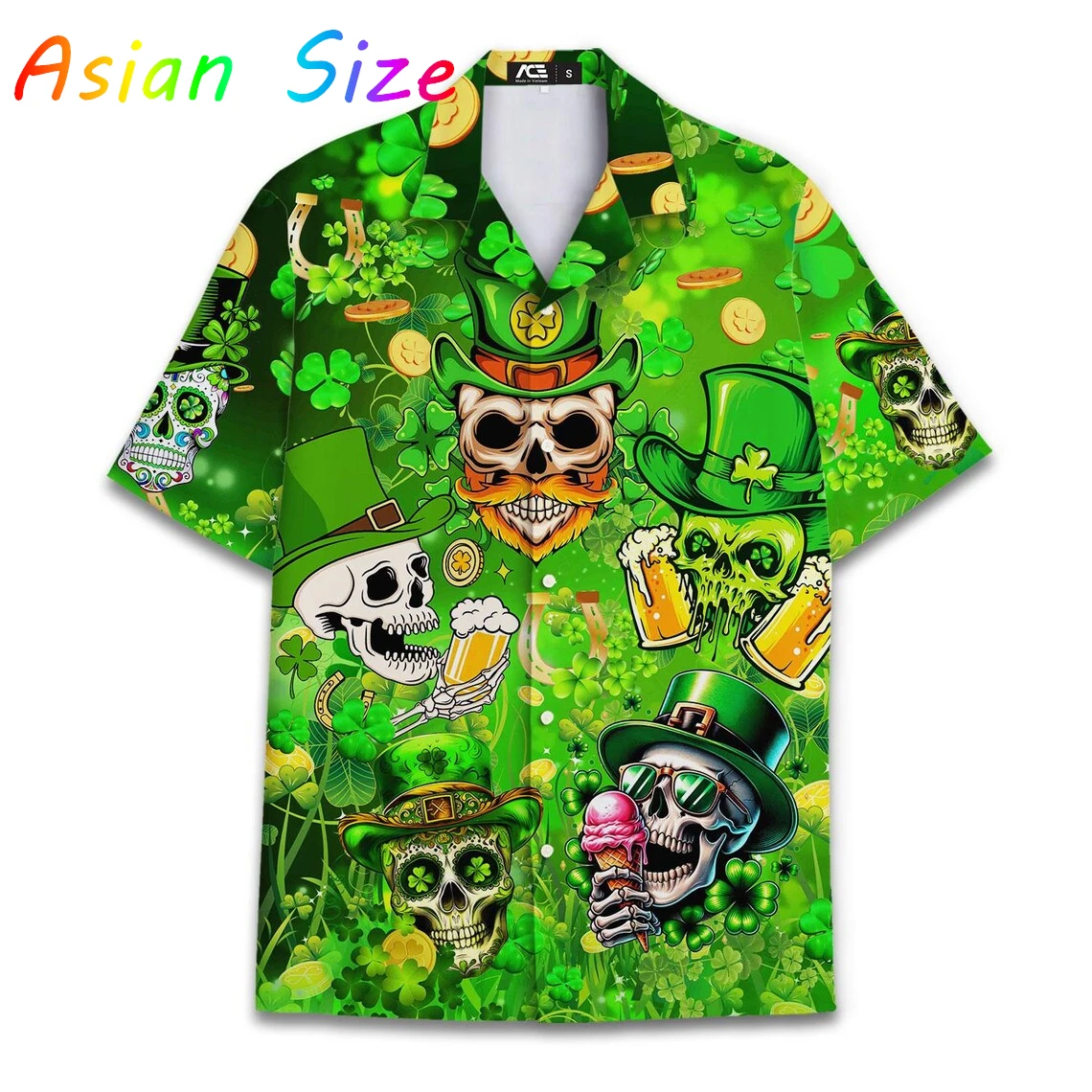 

St. Patrick's Day Style Hawaiian Shirts New 2026 Fashion Animal Beer Graphic Male Clothes Blouses Skull Yellow Duck Funny Camisa