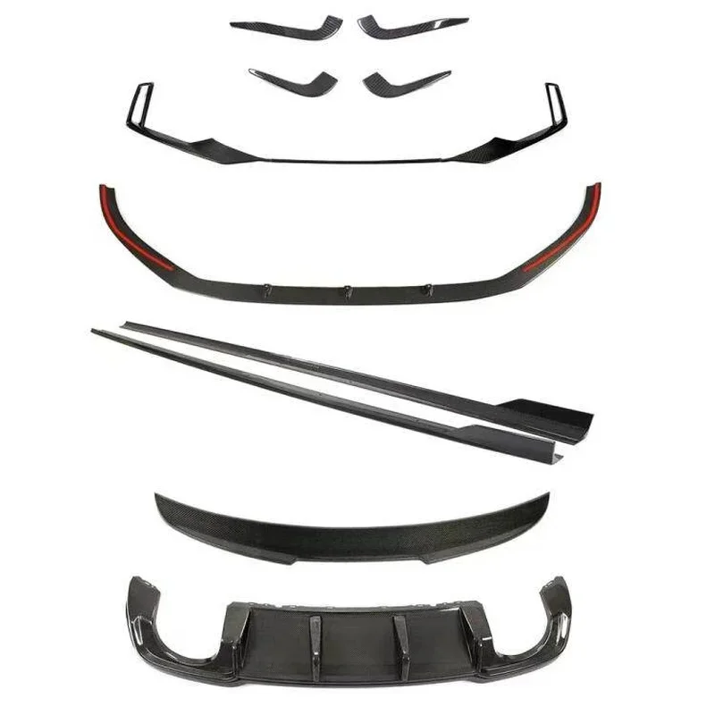 Heavy Duty Carbon Fiber Body Kit Front Lip Side Skirts Rear Lip Tail Spoiler Facelift Sport Universal Fit Car Auto Exterior Guar