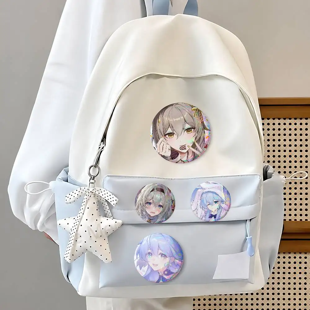 Honkai Star Rail Robin Firefly Round Button Badge Pin Set Anime Cartoon Game Music Cool Fashion Brooch For Backpack Clothes Hat