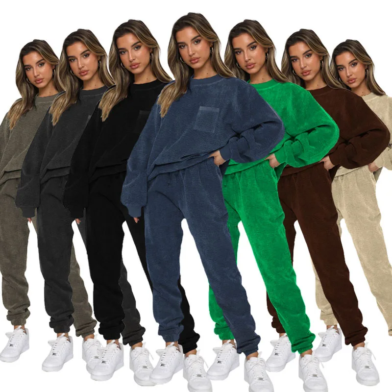 Fall Winte Womens Tracksuit 2 Pieces Outfit Sets Long Sleeve Pullover  Long Pants Set Fitness Sets Hoodies Sweatsuit Jogger Set