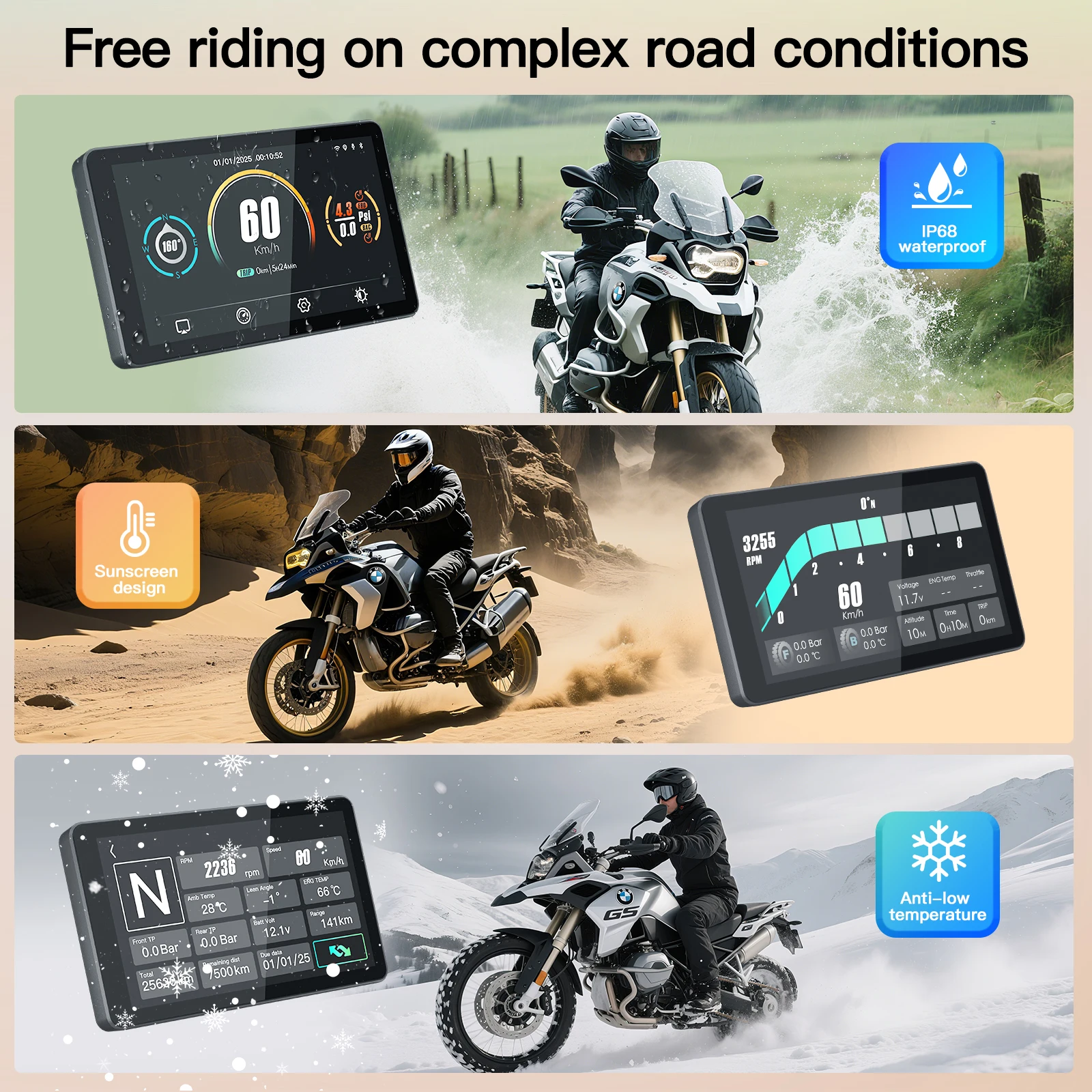 AutoUltura Für BMW Motorrad Tragbare GPS Navigation Drahtlose CarPlay Android auto 6-zoll IPX8 Navigator GS ADV mit Bluetooth