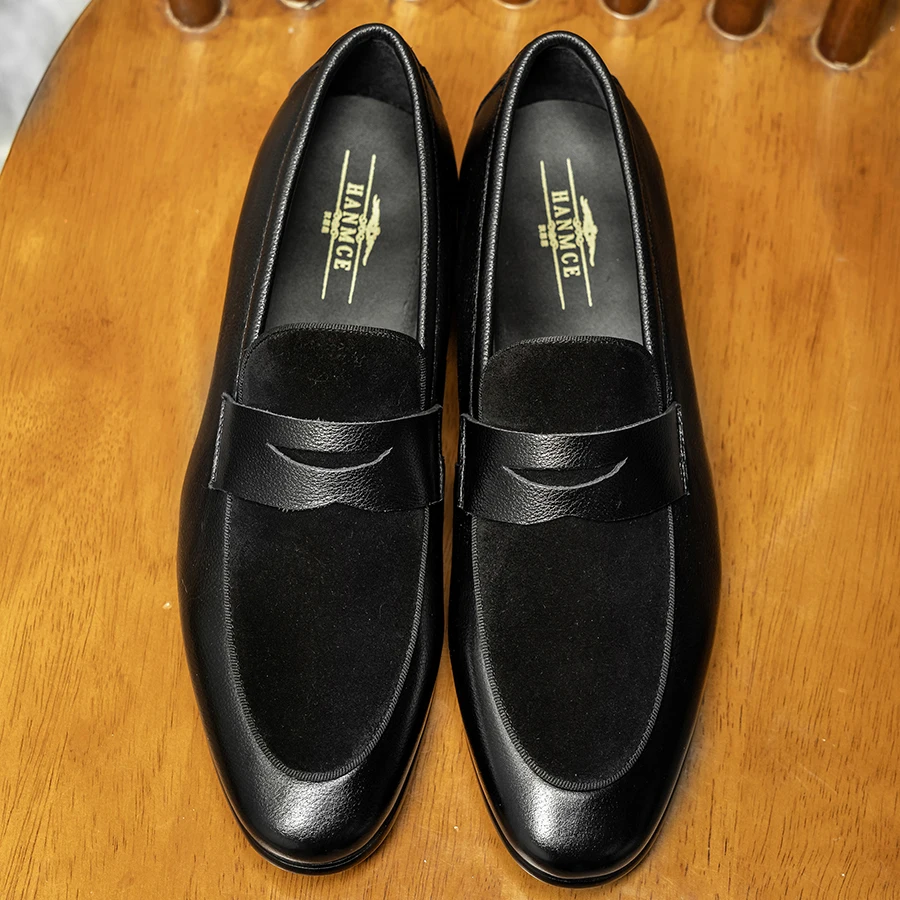 Hanmce Fashion Sued England Casual Shoes Hand Made Luxury Loafers Genuine Leather Men 360-A16