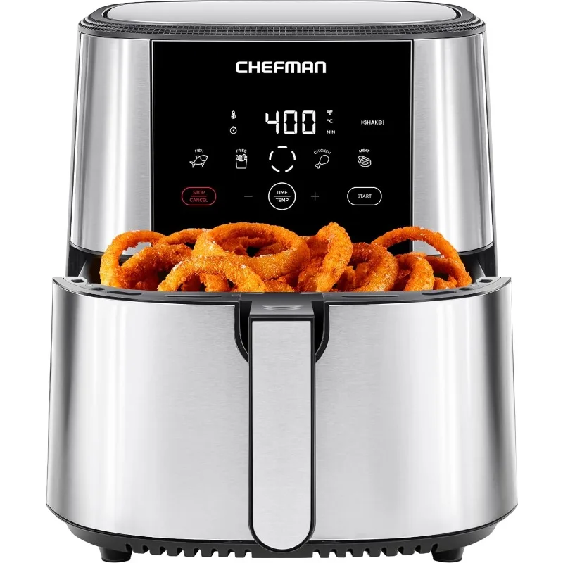 Chefman TurboFry® Touch Air Fryer, XL 8-Qt Family Size, One-Touch Digital Control Presets, French Fries, Chicken, Meat, Fish