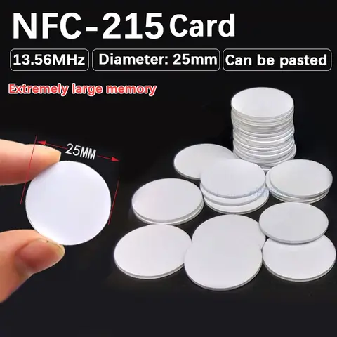10/50pcs NFC Ntag215 Coin TAG Key 13.56MHz NTAG 215 Card Universal Label  Ultralight Tags Labels 25 mm