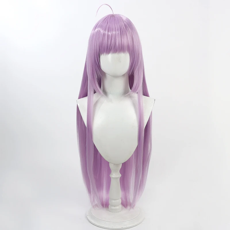 Pelucas de pelo sintético para Cosplay de Tashkent, juego de 100cm, peluca larga y recta de color morado claro, accesorios de disfraces para fiesta de Halloween