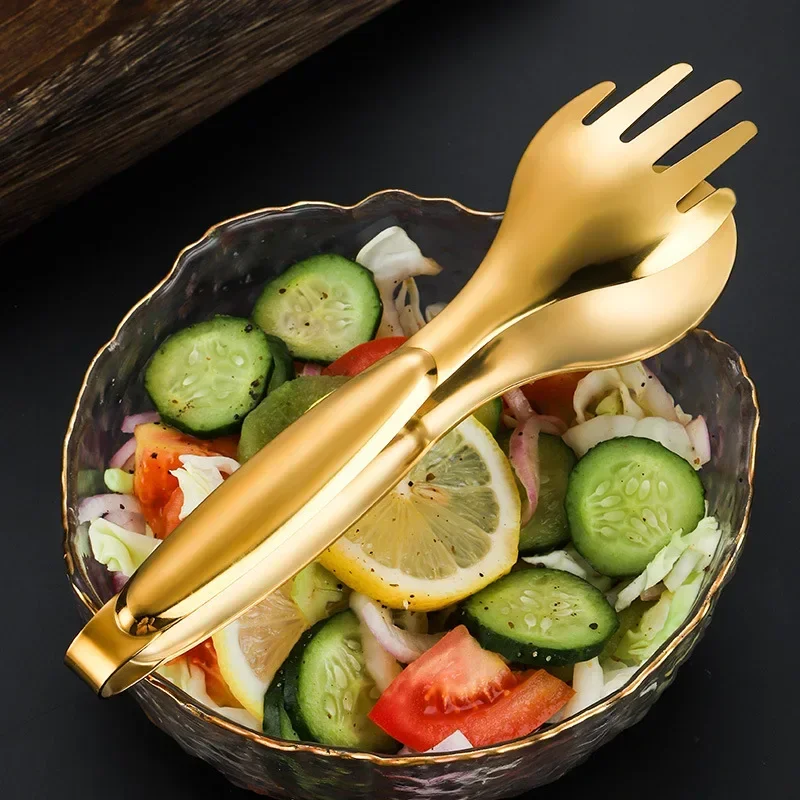 Non-Slip Stainless Steel Food Tongs Meat Salad Bread Serving Tongs BBQ Meat Bread Clip Kitchen Accessories Cooking Utensils