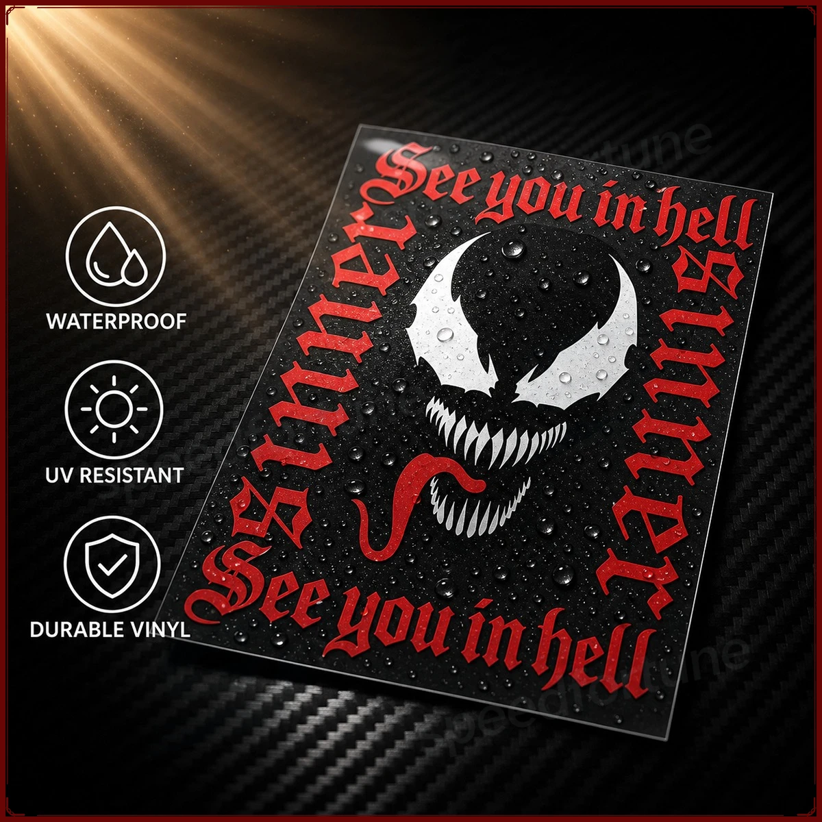 Gothic Devil Sinner Letter Car Stickers Waterproof Vinyl Decals For Auto Window Motorcycle Top Box Personalized Decor Sticker