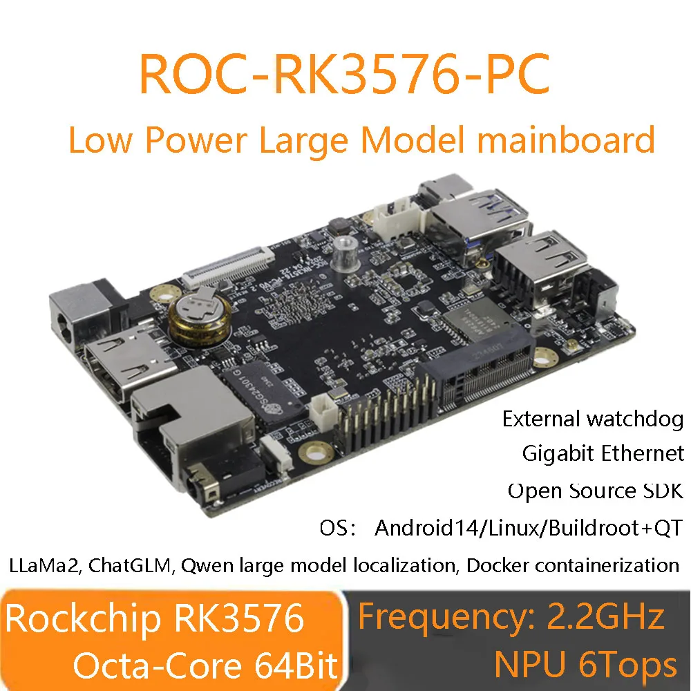 firefly ROC-RK3576-PC Main Board RK3576 Octa-Core 64-Bit AIOT Processor Low-Power Large Model Mini PC Computer 2.2GHz 6 Tops Npu