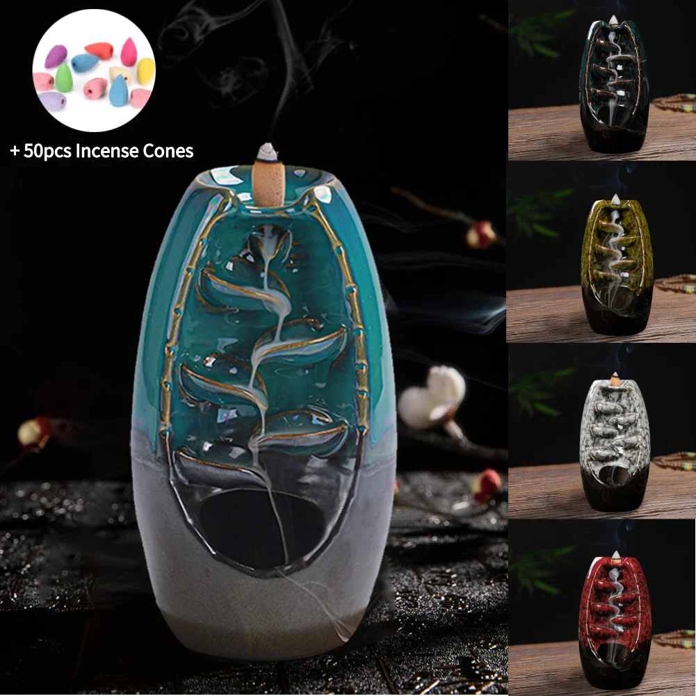 Mini Waterfall Incense Burner Backflow Buddha Censer Backflow Incense Holder Incense Burner Home Office Teahouse Creative Decor