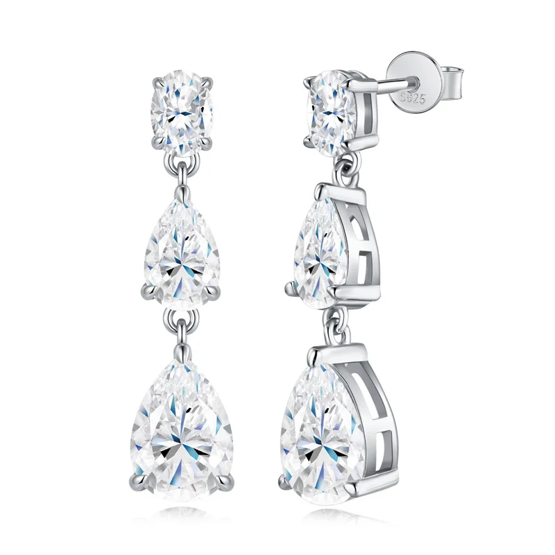 

ZFSILVER Fashion Trendy Classic 925 Silver Color D Moissanite Long Waterdrop Earring Charm Women Accessories Jewelry Gift E17241