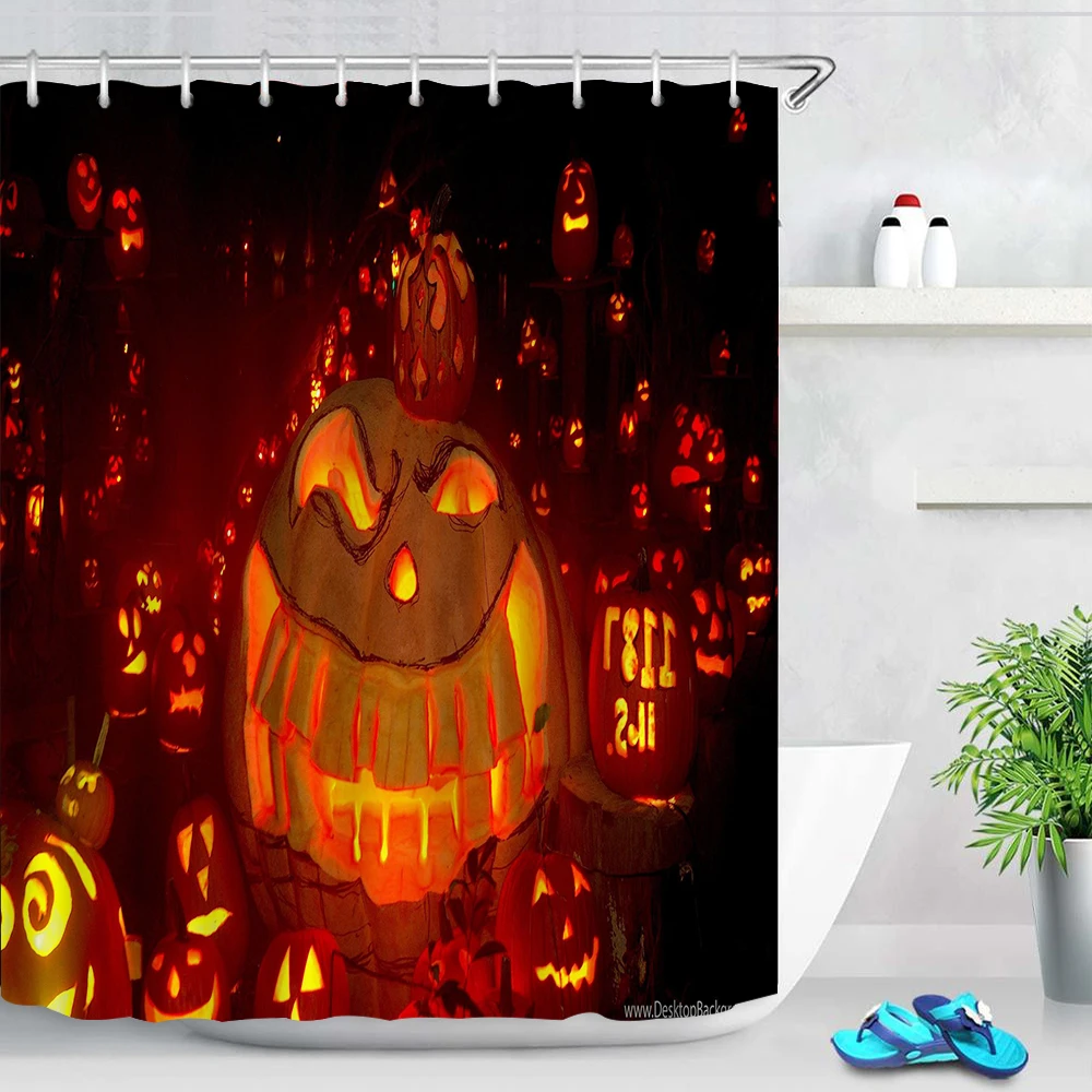 Cute and Nerdy Pumpkin Head Custom Halloween Series Shower Curtain Waterproof Shower Curtain Bathroom Screen Kitchen Banheiro