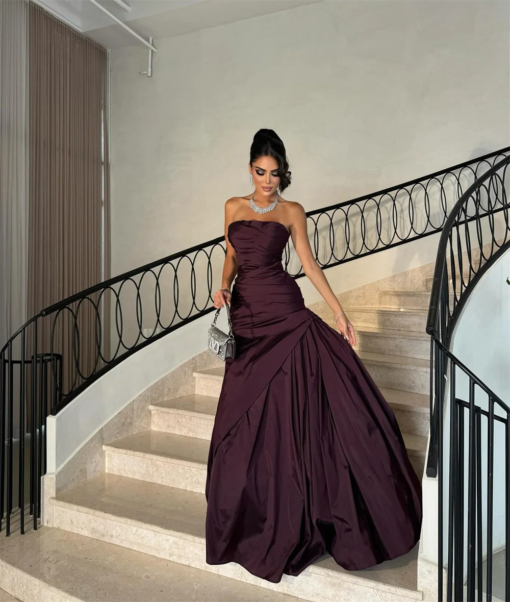 

ROYET Strapless Customized Mermaid Evening Dress Sleeveless Pleat Classic Party Dress Long Floor Length Prom Gown New