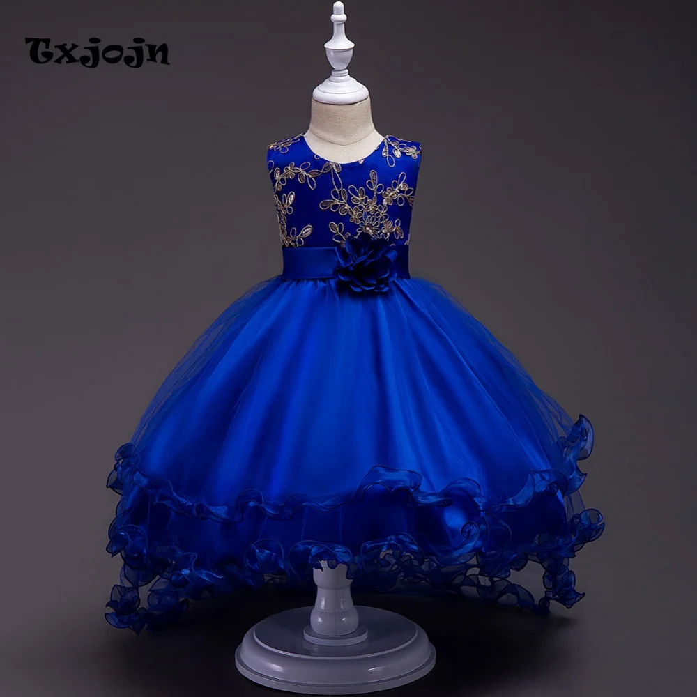Girl's Dress 3-14 Years Old Girl's Embroidery Sleeveless Princess Dress Mesh Dress Wedding Dress Flower Girl Performance Dress