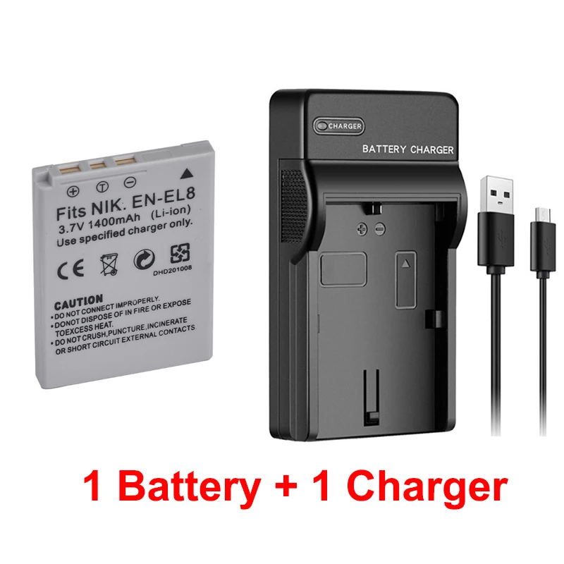 1400mAh EN-EL8 EN EL8 Battery + Charger For Nikon COOLPIX P1 P2 L1